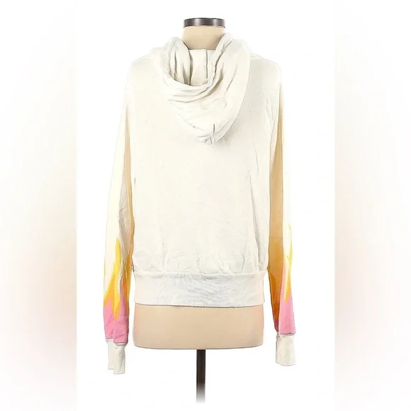 Wildfox white zip-up hoodie with pink/yellow/orange flames- Size S - Picture 13 of 13